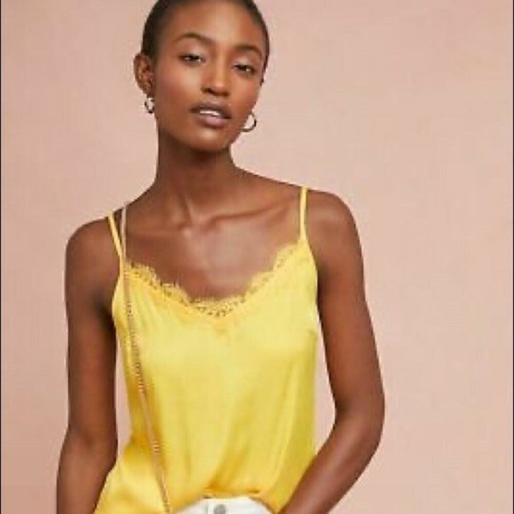 Anthropologie Floreat NWT Women's Yellow Lace Cami Top Size XS